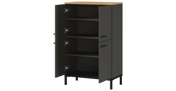 HIGHBOARD melaminharzbeschichtet  - Eichefarben/Graphitfarben, MODERN, Holzwerkstoff/Metall (60/97/34cm) - Xora