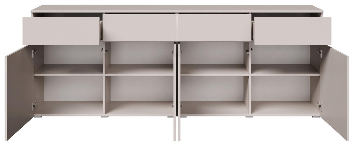 SIDEBOARD  220/80/40 cm 4 Schublade(n)  - Kaschmir/Silberfarben, Design, Holzwerkstoff/Kunststoff (220/80/40cm) - Xora