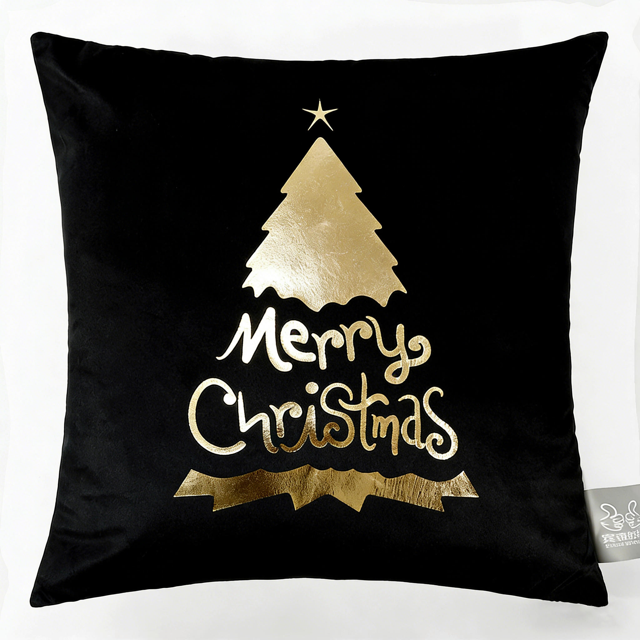 ZIERKISSEN  45/45 cm   - Goldfarben/Schwarz, Konventionell, Textil (45/45cm) - X-Mas