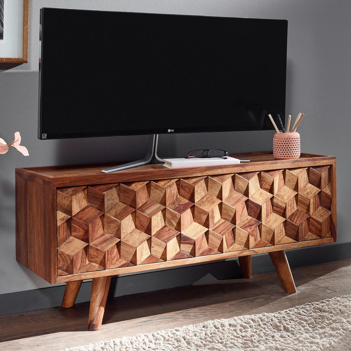LOWBOARD  in 92/44/35 cm  - Sheeshamfarben, MODERN, Holz (92/44/35cm) - MID.YOU