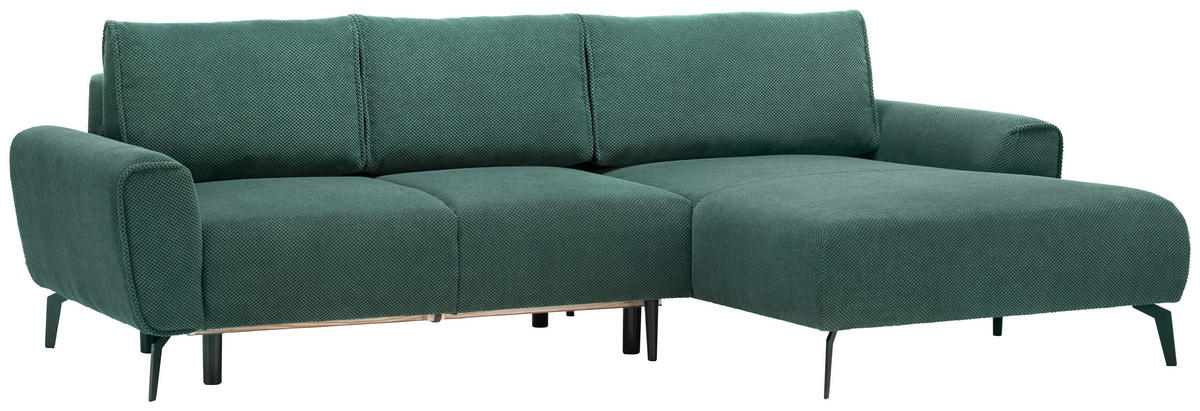 ECKSOFA in Webstoff Grün  272/170 cm  - Schwarz/Grün, Design, Textil/Metall (272/170cm) - Welnova