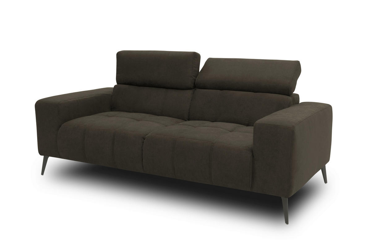 2-SITZER-SOFA TRENTO Mikrofaser  - Dunkelgrau/Schwarz, MODERN, Textil/Metall (208/79/104cm) - MID.YOU