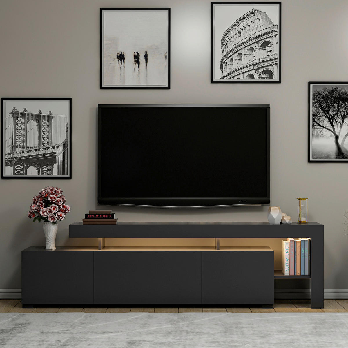TV-ELEMENT Holzwerkstoff Anthrazit  - Anthrazit, MODERN, Holzwerkstoff (192/53/37cm) - MID.YOU