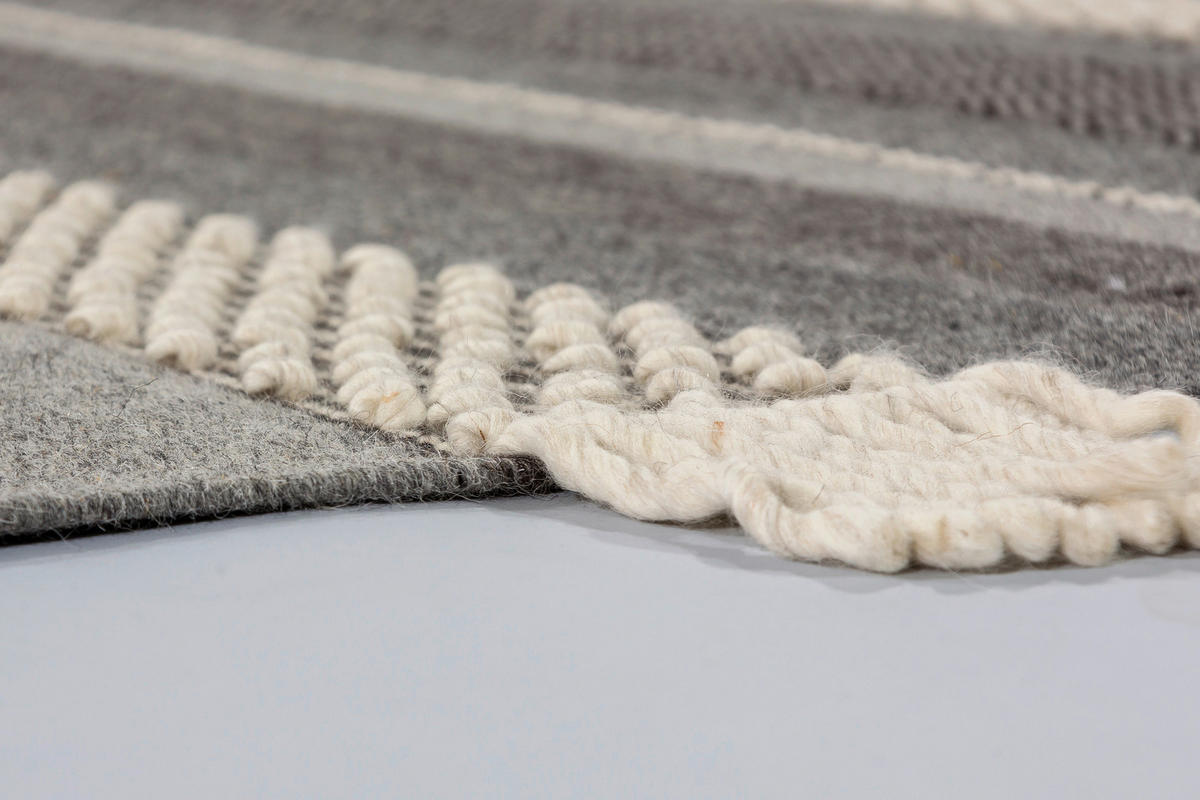 HANDWEBTEPPICH 170/240 cm Botana Dunkelgrau, Beige  - Dunkelgrau/Beige, Design, Textil (170/240cm) - Schöner Wohnen