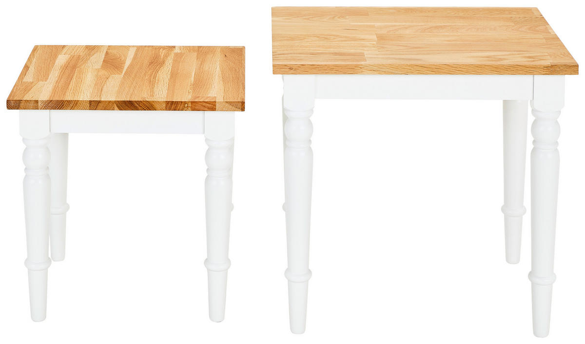 SATZTISCH Eiche, Pinie massiv quadratisch Naturfarben, Weiß  - Naturfarben/Weiß, MODERN, Holz (50/35/50/42/40/40cm) - MID.YOU