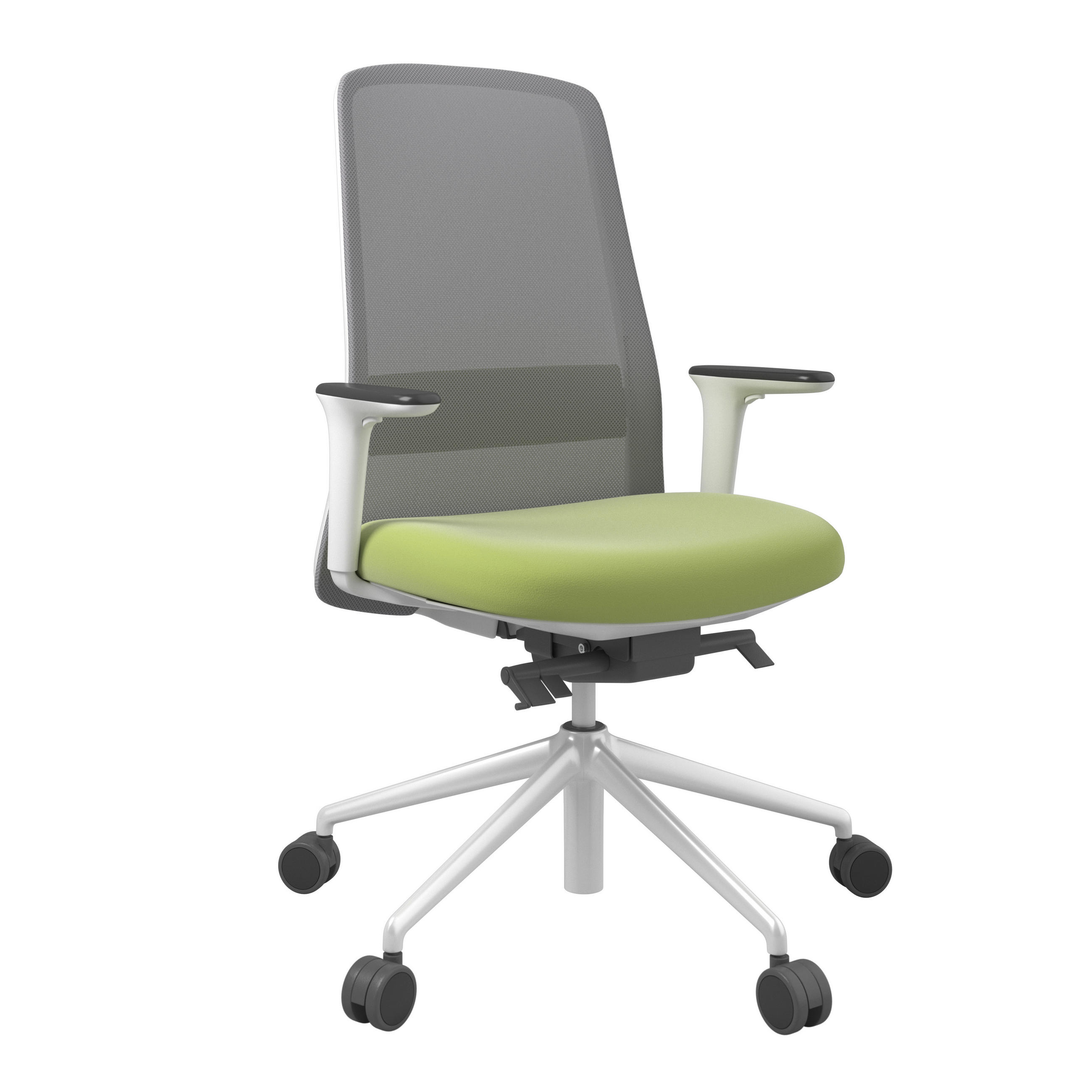 DREHSTUHL Lederlook Grau, Grün, Weiß  - Weiß/Grau, MODERN, Kunststoff/Textil (70/103-115/70cm)