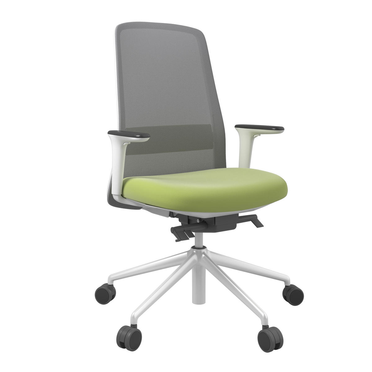 DREHSTUHL Lederlook Grau, Grün, Weiß  - Weiß/Grau, MODERN, Kunststoff/Textil (70/103-115/70cm)
