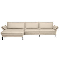 ECKSOFA Valdera in Echtleder Ecru  172/334 cm  - Ecru/Schwarz, Design, Leder/Metall (172/334cm) - Valdera