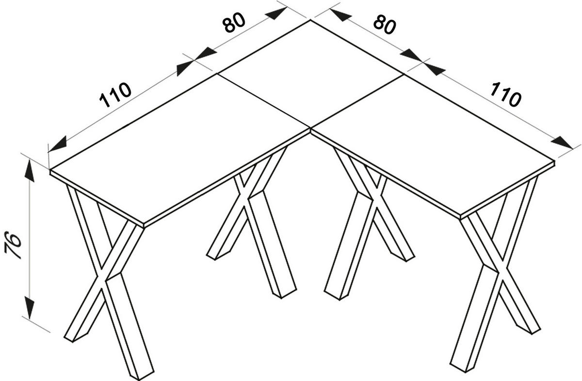 ECKSCHREIBTISCH 190/80/76 cm  in Schwarz, Anthrazit  - Anthrazit/Silberfarben, MODERN, Holzwerkstoff/Metall (190/80/76cm) - MID.YOU