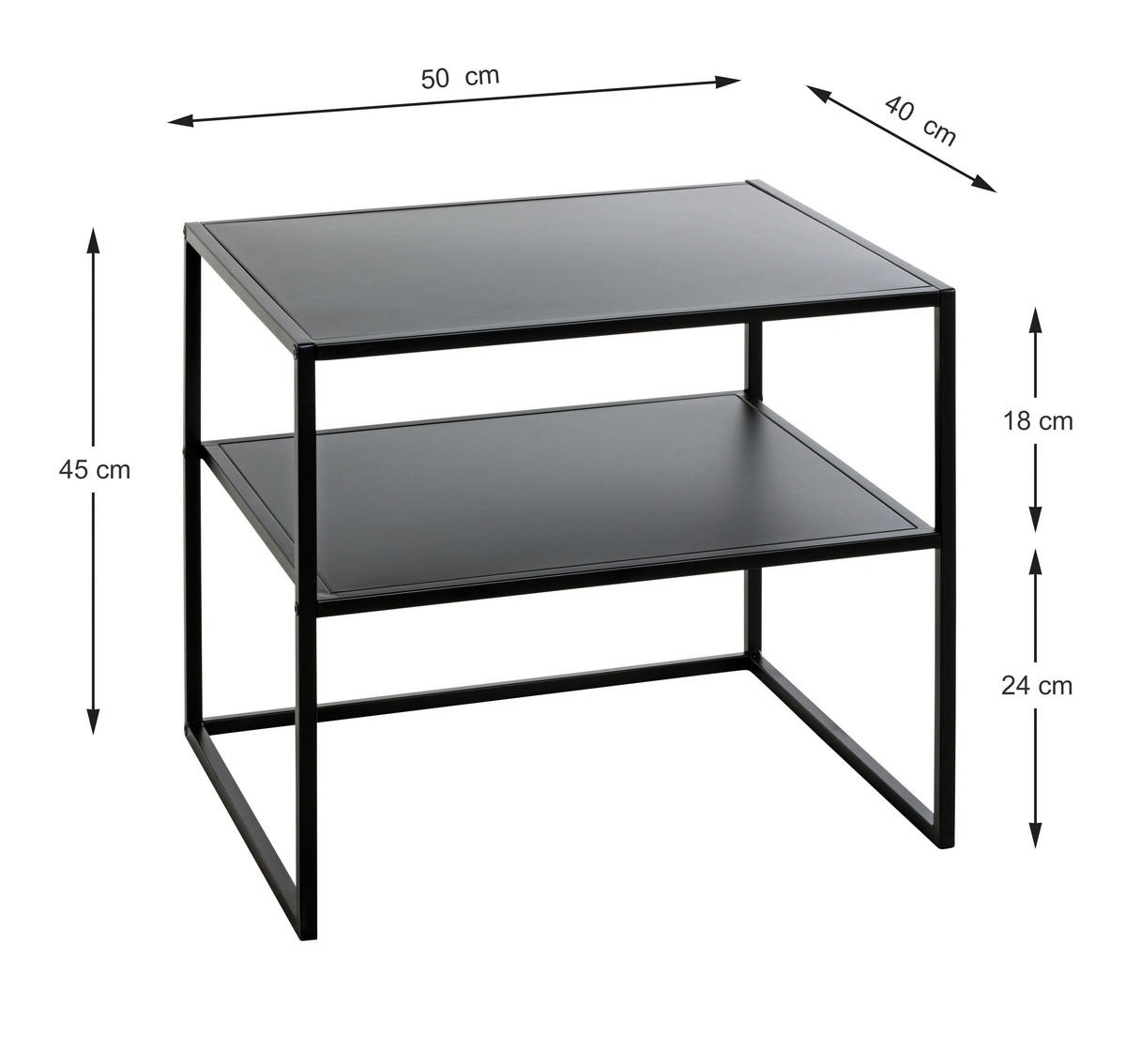 BEISTELLTISCH in Metall 50/40/45 cm  - Schwarz, Trend, Metall (50/40/45cm)