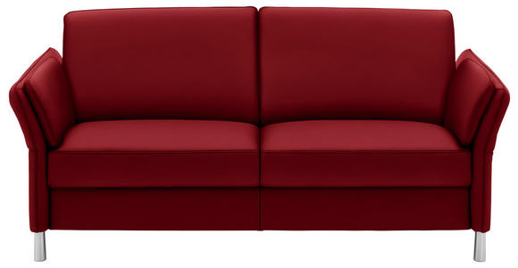 DREISITZER-SOFA in Echtleder Rot - Rot/Alufarben, Design, Leder/Metall (190/82/99cm) - Dieter Knoll