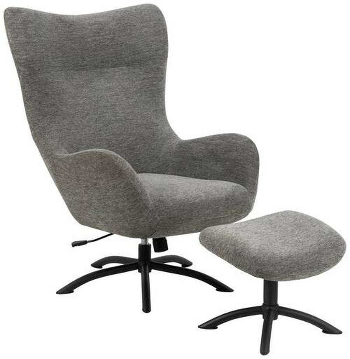 SESSELSET in Flachgewebe Anthrazit  - Anthrazit/Schwarz, Design, Textil/Metall (76/105/86cm) - MID.YOU
