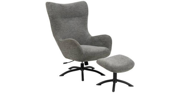 SESSELSET Flachgewebe Hocker - Anthrazit/Schwarz, Design, Textil/Metall (76/105/86cm) - Carryhome