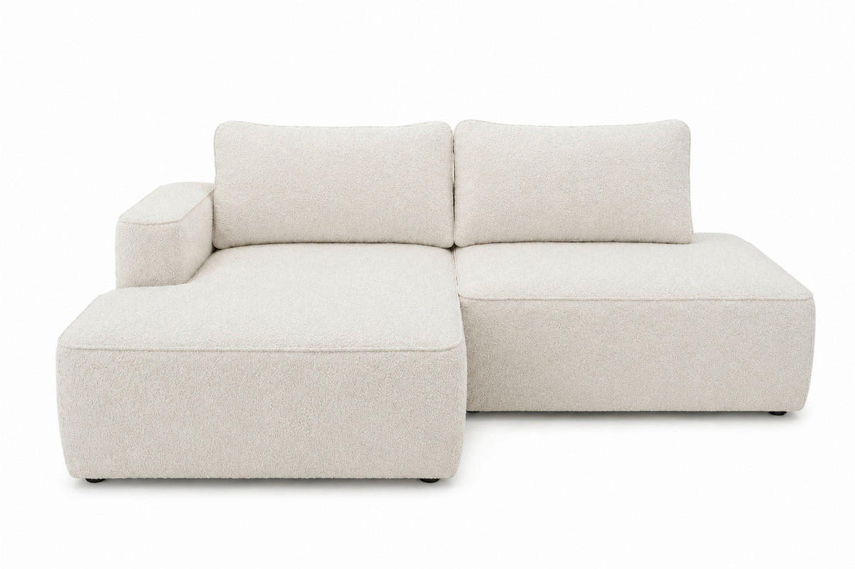 ECKSOFA FREDO Creme Bouclé  - Creme/Schwarz, Design, Kunststoff/Textil (150/233cm) - MID.YOU
