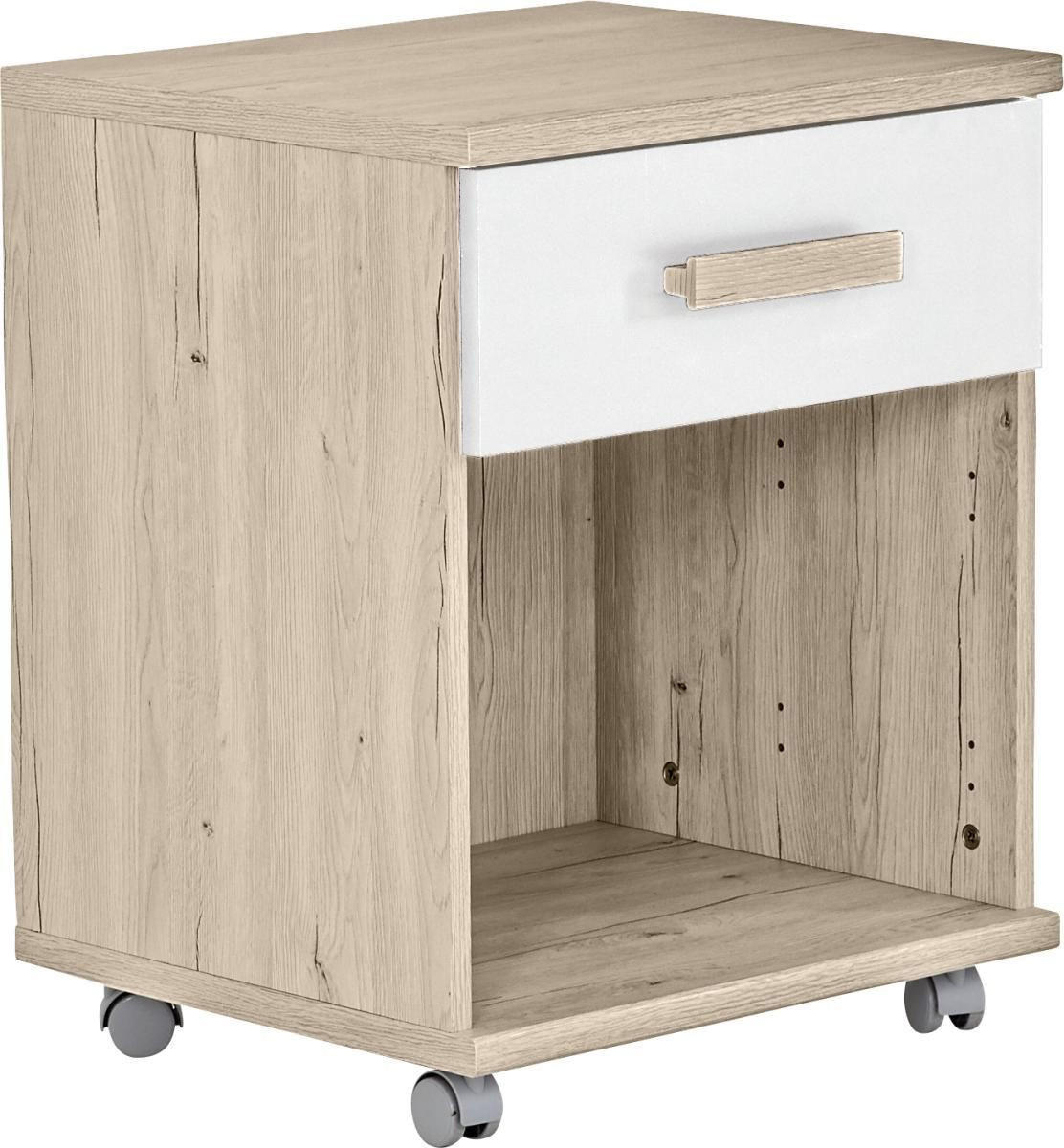 ROLLCONTAINER Weiß, Eichefarben  - Eichefarben/Weiß, Design, Holzwerkstoff/Kunststoff (46/59/45cm) - MID.YOU