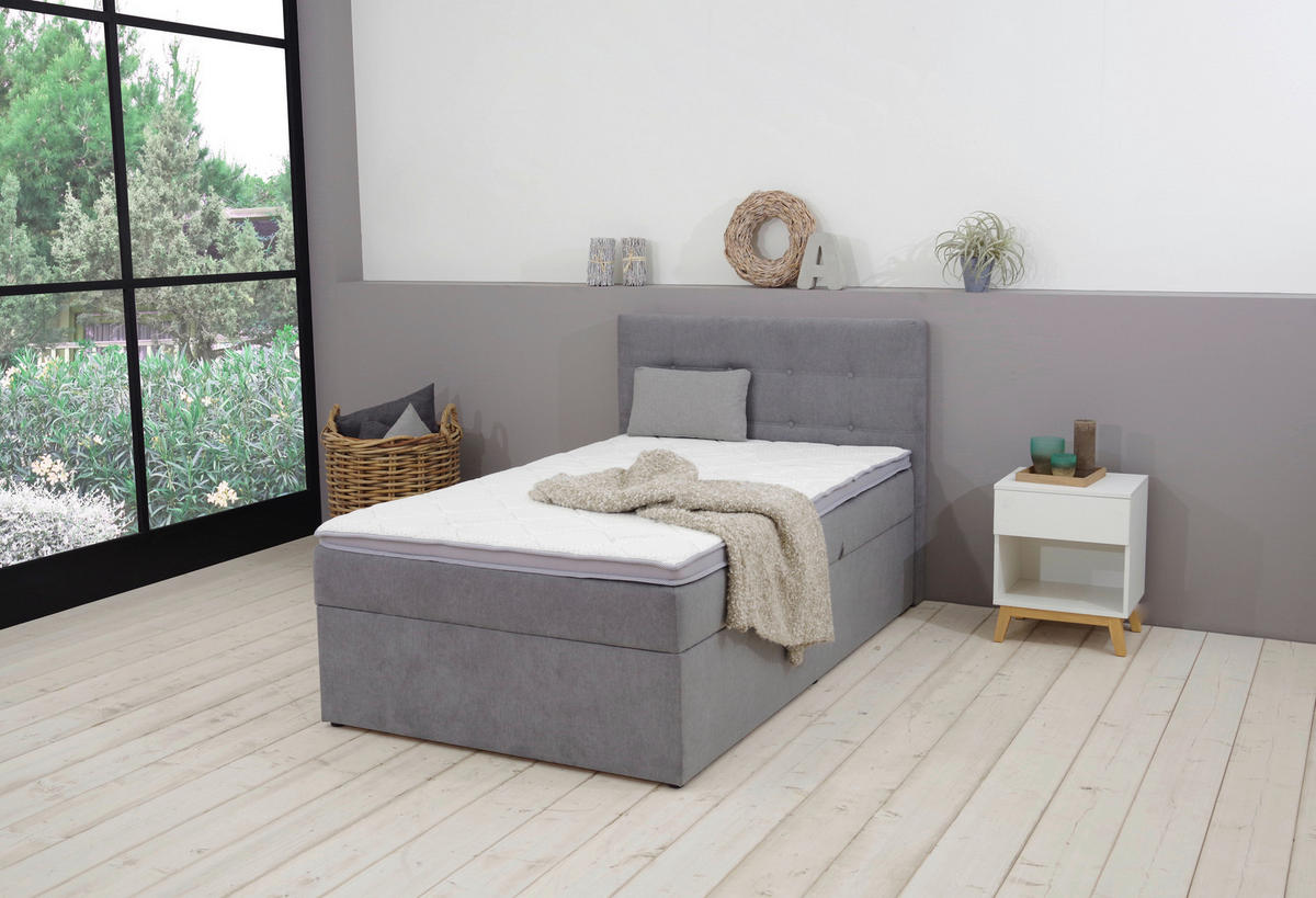 BOXBETT 120/200 cm  in Hellgrau  - Hellgrau/Schwarz, KONVENTIONELL, Kunststoff/Textil (120/200cm) - Carryhome
