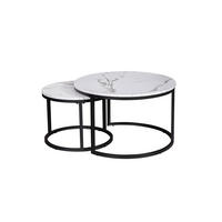 COUCHTISCHSET 50-70/50-70/38-42 cm rund Grau, Multicolor, Schwarz, Weiß ausziehbar, einfacher Aufbau, individuell kombinierbar  - Multicolor/Schwarz, Design, Holzwerkstoff/Metall (50-70/50-70/38-42cm) - MID.YOU