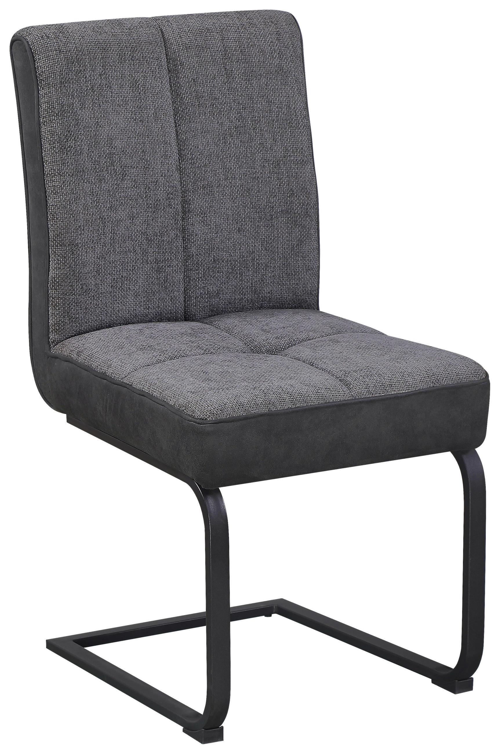 SCHWINGSTUHL  in Eisen Mikrofaser, Leinenoptik  - Schwarz/Grau, KONVENTIONELL, Textil/Metall (49/91/60cm) - MID.YOU