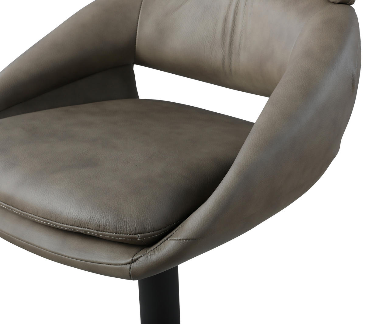 BARHOCKER Echtleder Taupe Eisen Sitzfläche 360° drehbar  - Taupe/Schwarz, Design, Leder/Metall (55/105/56cm) - Emilio Belluti