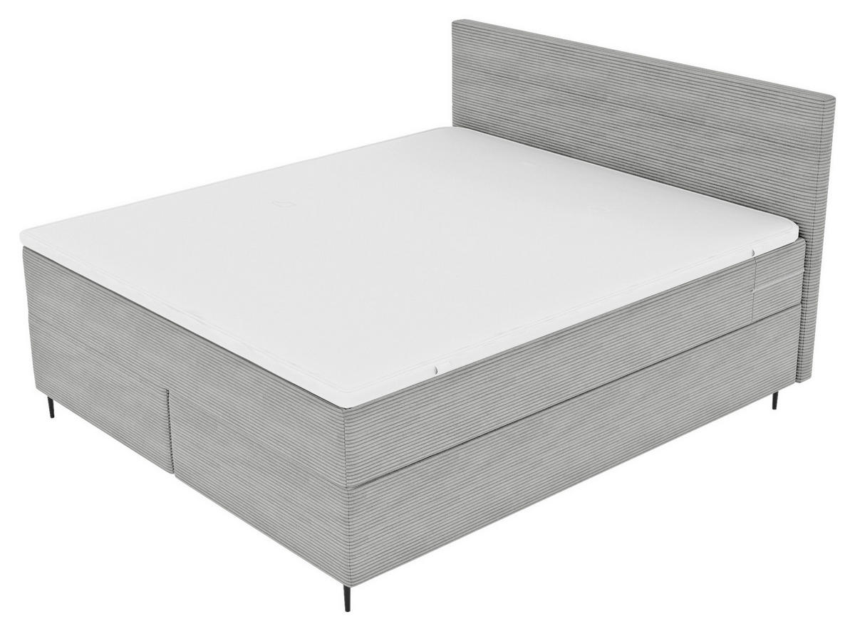 BOXSPRINGBETT 180/200 cm  in Hellgrau  - Hellgrau/Schwarz, KONVENTIONELL, Textil/Metall (180/200cm) - Boxxx