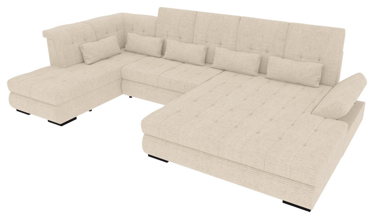 WOHNLANDSCHAFT Perlmutt Struktur  - Perlmutt/Schwarz, KONVENTIONELL, Kunststoff/Textil (222/358/212cm) - Carryhome