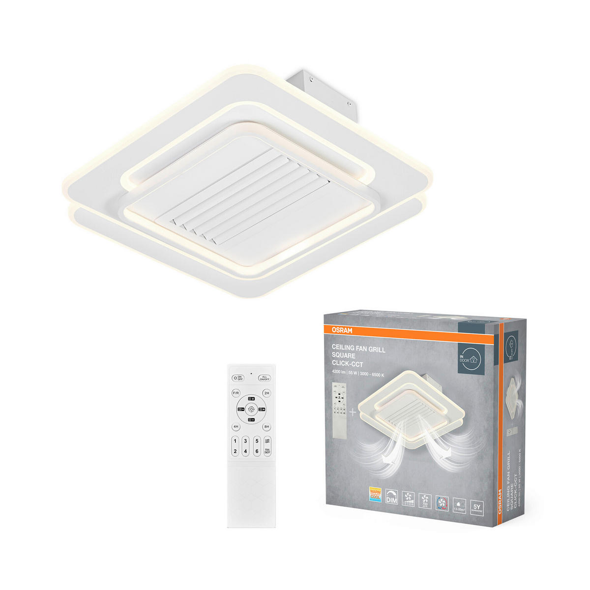 LED-DECKENLEUCHTE 55,3/55,3/15,7 cm   - Weiß, Design, Kunststoff/Metall (55,3/55,3/15,7cm) - Osram