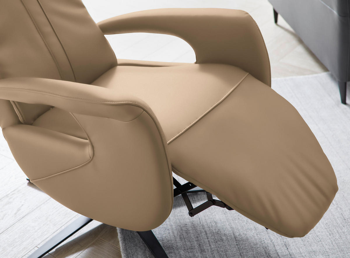 RELAXSESSEL in Leder Hellbraun  - Hellbraun/Schwarz, Design, Leder/Metall (71/112/83cm) - Dieter Knoll