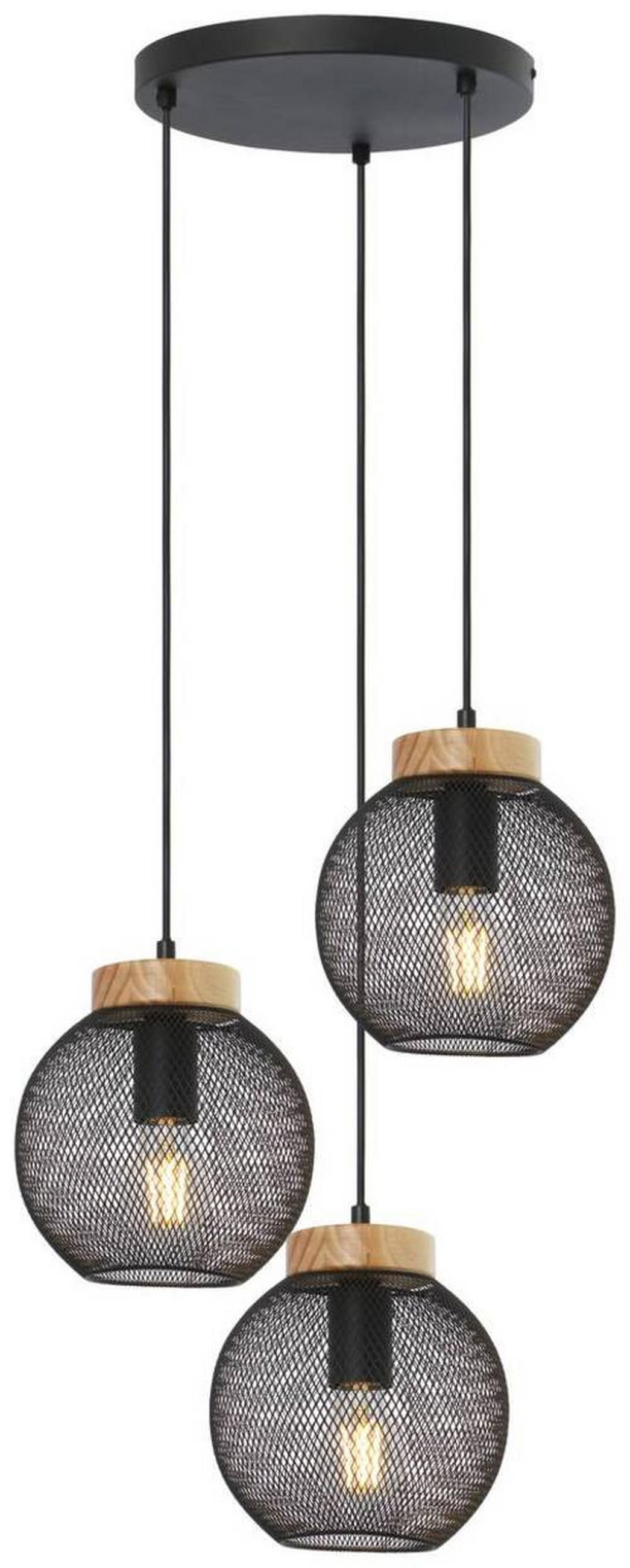 ZÁVĚSNÉ SVÍTIDLO, 44/120 cm  - černá/hnědá, Basics, kov/dřevo (44/120cm) - Globo
