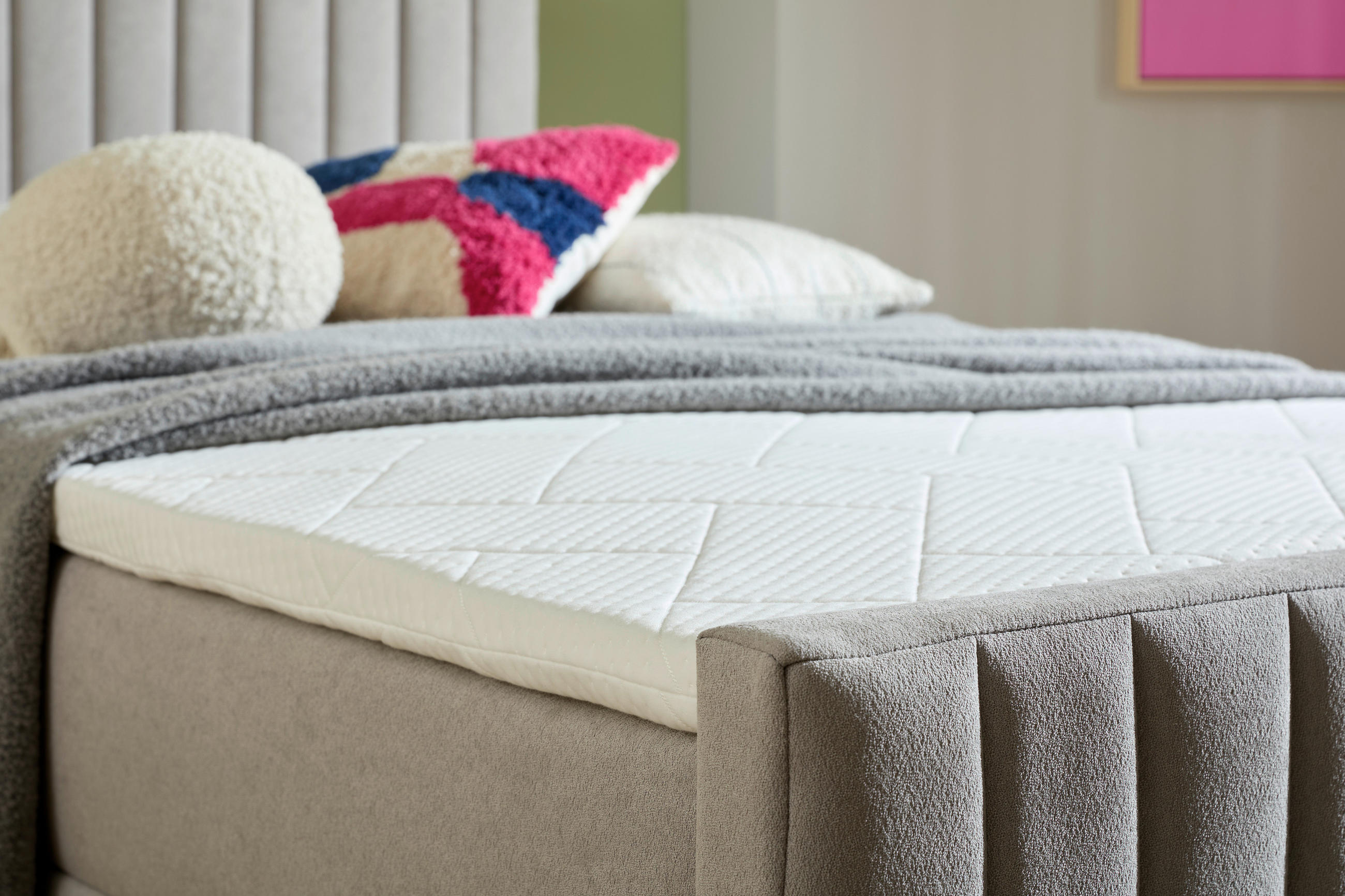 Thumbnail - Boxxx Boxbett, Hellgrau, Textil, H3, Höhe ca. 25 cm, 120x200 cm, Bettkasten, gepolstertes Kopfteil, Topper durchgehend, ...