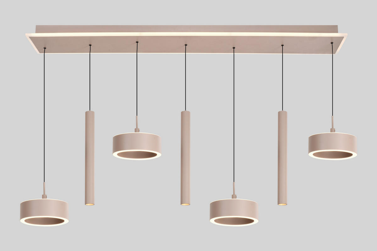 LED-HÄNGELEUCHTE Carnac 111/150/20 cm  - Sandfarben, Design, Kunststoff/Metall (111/150/20cm)