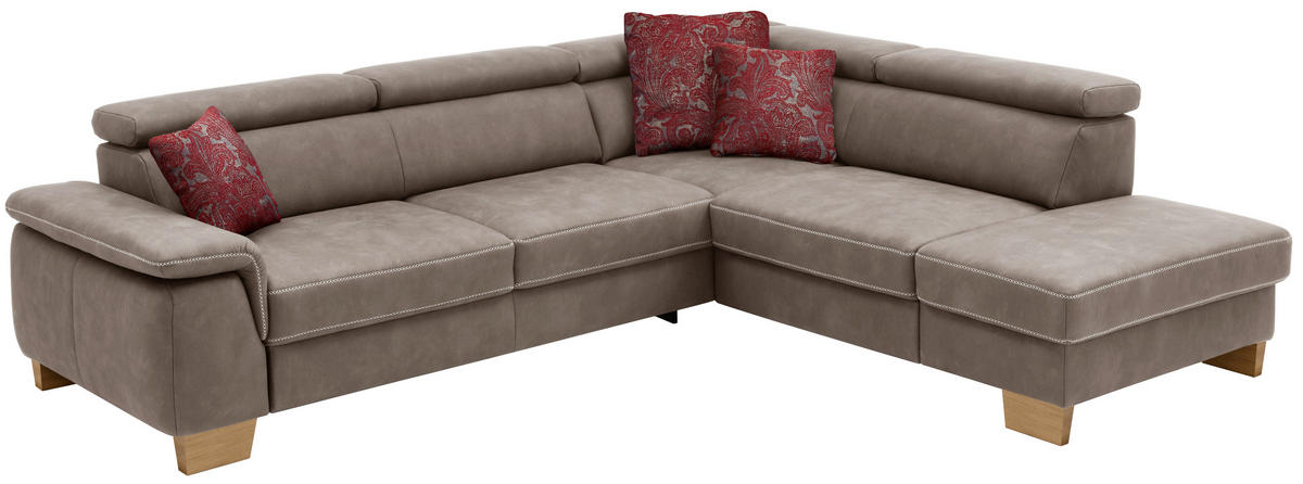 ECKSOFA in Mikrofaser Braun  - Eichefarben/Beige, Natur, Holz/Textil (226/273cm) - Beldomo System