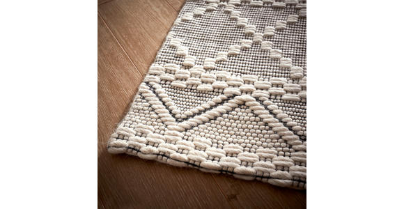 HANDWEBTEPPICH  Wohnzimmer 130/190 cm Fjord Schwarz, Weiß rechteckig  - Schwarz/Weiß, KONVENTIONELL, Textil (130/190cm) - Linea Natura