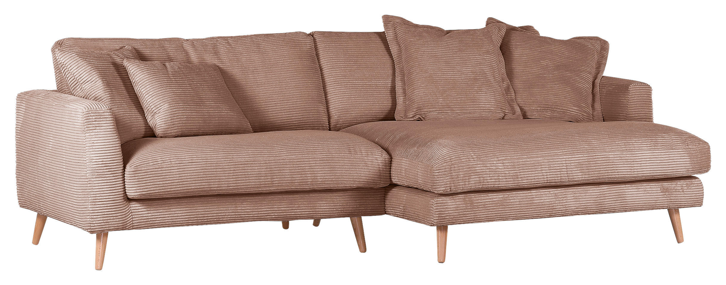 ECKSOFA in Cord Altrosa  - Altrosa/Naturfarben, Romantik / Landhaus, Holz/Textil (270/140cm) - Landscape