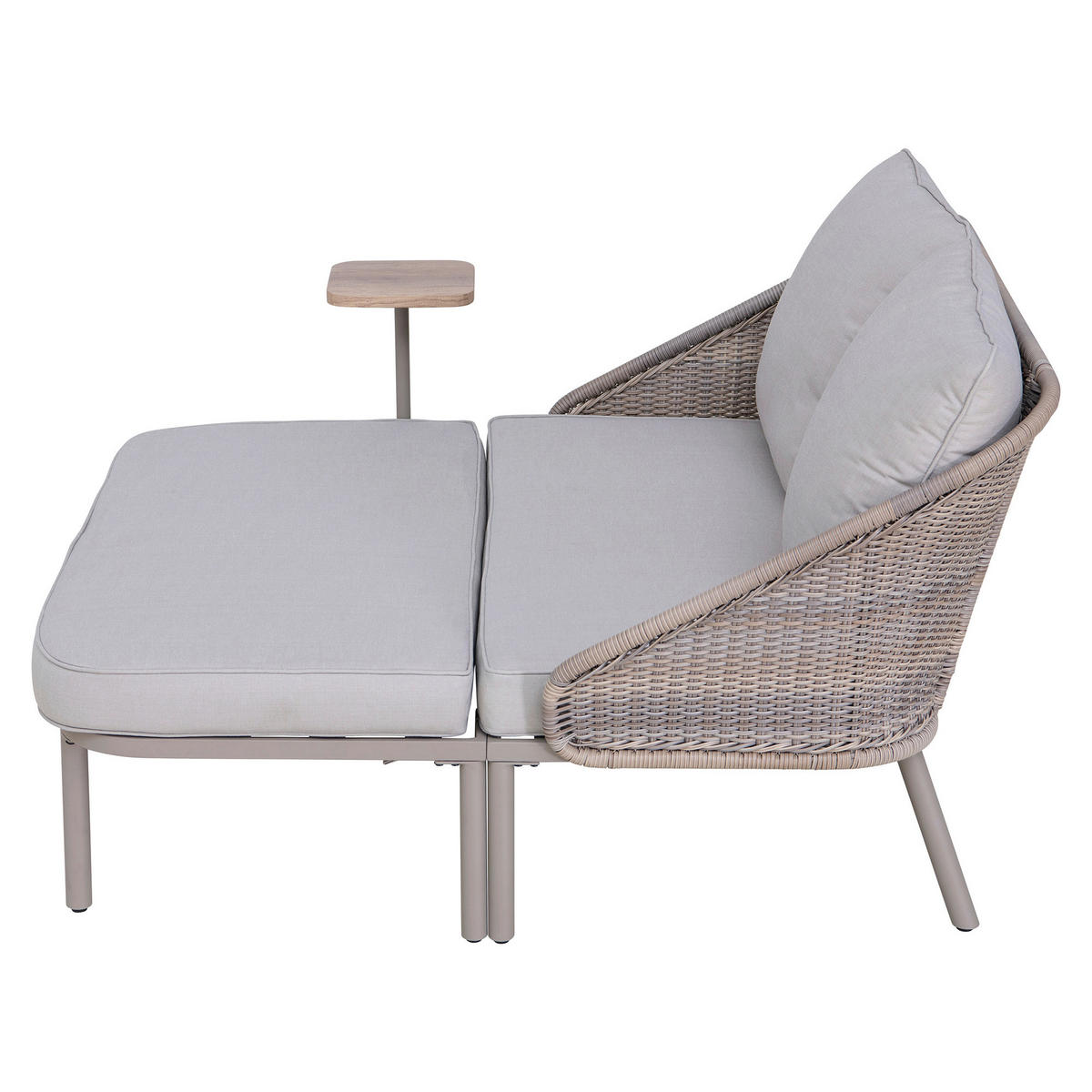 DOPPELLIEGE 142/82/128 cm Rattan  - Naturfarben/Grau, Basics, Holz/Kunststoff (142/82/128cm) - Modante