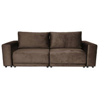 BIGSOFA in Velours Dunkelbraun  - Dunkelbraun/Schwarz, Design, Kunststoff/Textil (256/88/120cm) - home24