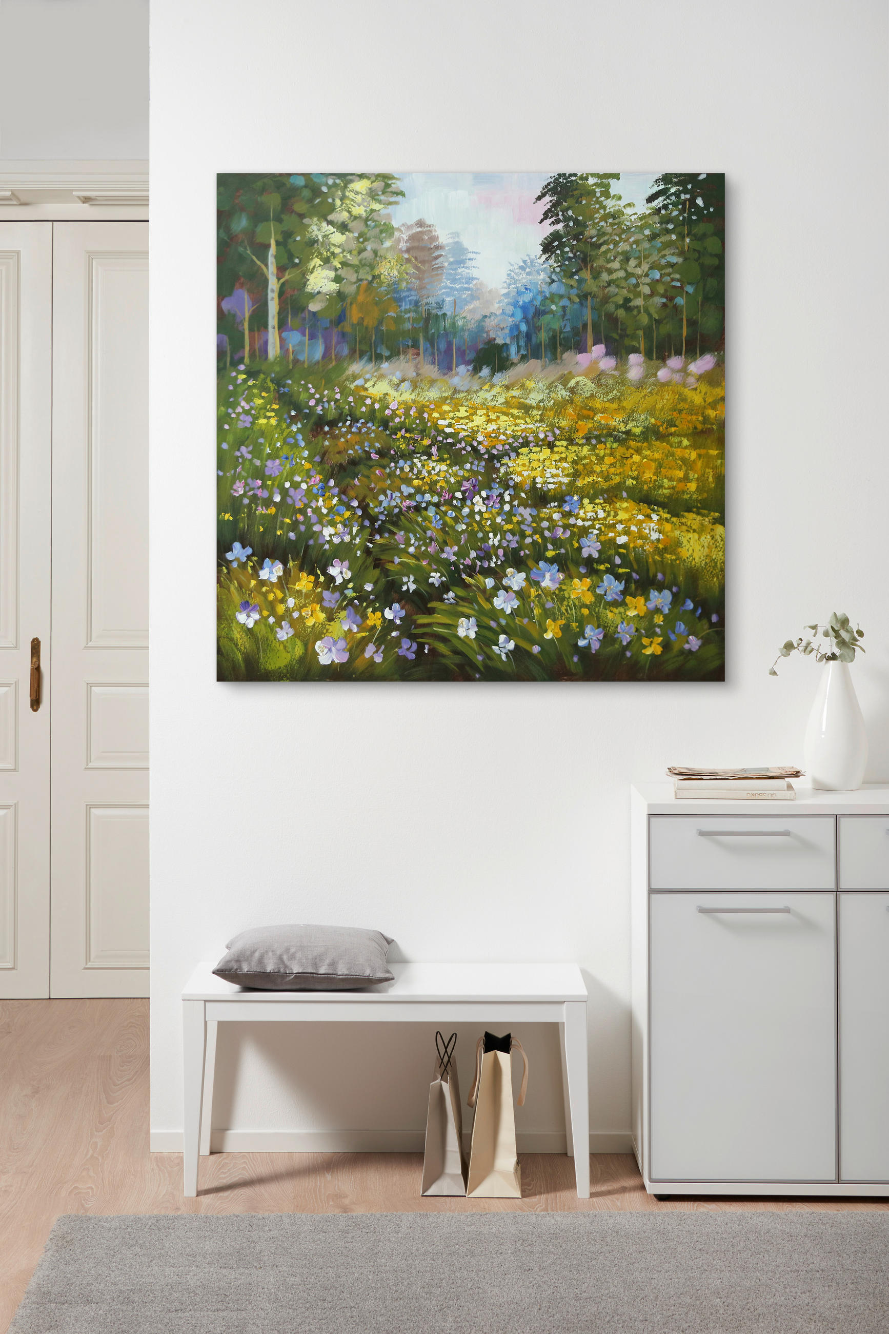 ULJANA SLIKA  100/100 cm       - pink/zelena, Konvencionalno, drvo/tekstil (100/100cm) - Monee