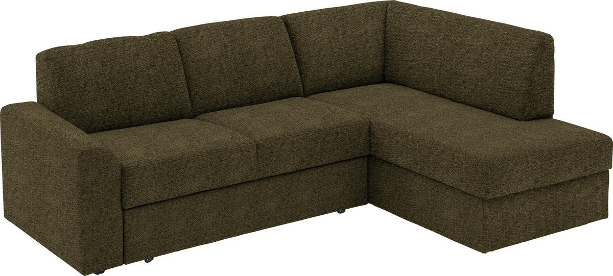 ECKSOFA in Webstoff Olivgrün  224/165 cm  - Schwarz/Olivgrün, KONVENTIONELL, Kunststoff/Textil (224/165cm) - Xora