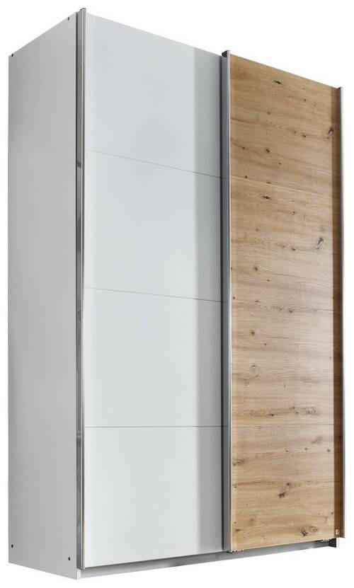 SCHWEBETÜRENSCHRANK 136/210/62 cm 2-türig Eiche Artisan  - Alufarben/Eiche Artisan, Design, Holzwerkstoff/Metall (136/210/62cm) - Carryhome