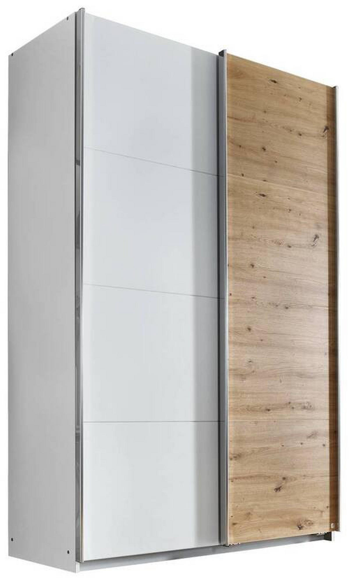 SCHWEBETÜRENSCHRANK  in Eiche Artisan  - Alufarben/Eiche Artisan, Design, Holzwerkstoff/Metall (136/210/62cm) - Carryhome