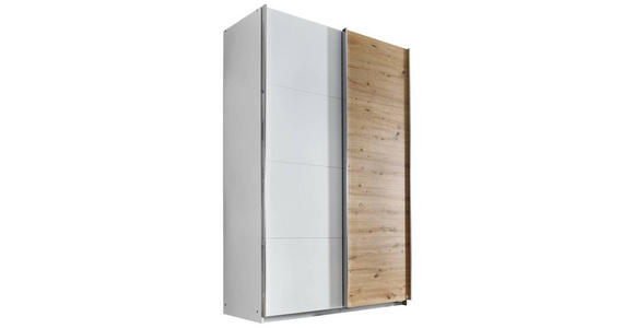 SCHWEBETÜRENSCHRANK  in Eiche Artisan  - Alufarben/Eiche Artisan, Design, Holzwerkstoff/Metall (136/210/62cm) - Carryhome