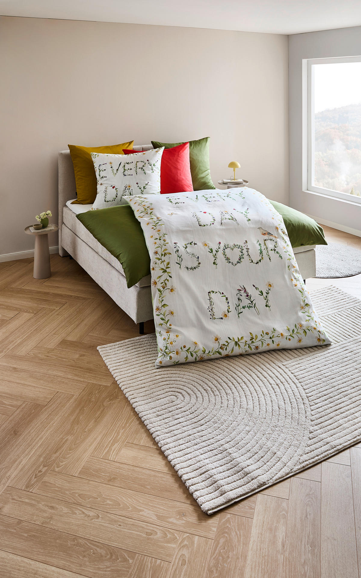 WENDEBETTWÄSCHE 135/200 cm  - Creme/Grün, Textil (135/200cm) - Esposa