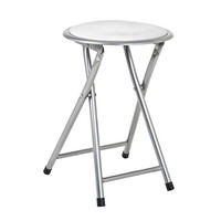 KLAPPHOCKER Lederlook Weiß, Alufarben  - Alufarben/Weiß, Design, Textil/Metall (30/45/30cm) - Carryhome