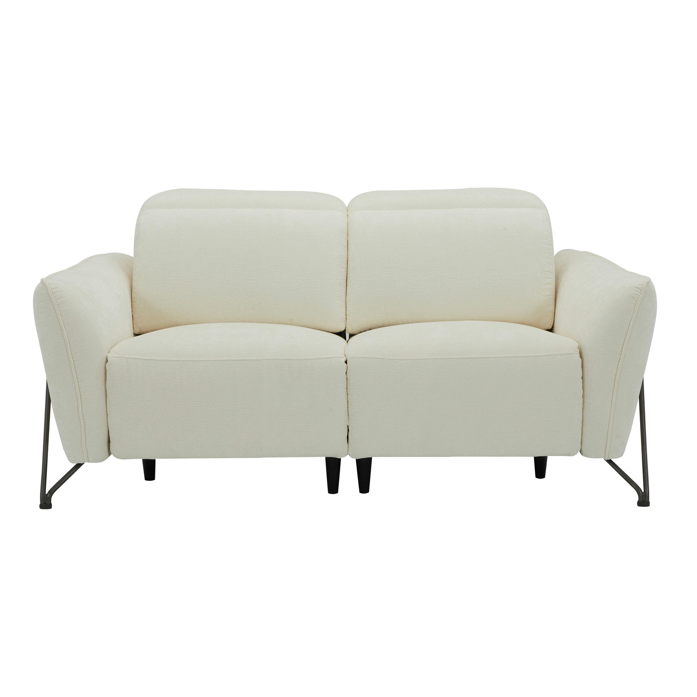 2-SITZER-SOFA in Flachgewebe Creme  - Creme/Schwarz, Lifestyle, Textil/Metall (164/83/107/111cm) - Livetastic