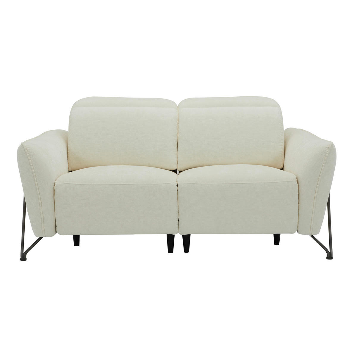 2-SITZER-SOFA in Flachgewebe Creme  - Creme/Schwarz, Lifestyle, Textil/Metall (164/83/107/111cm) - Livetastic