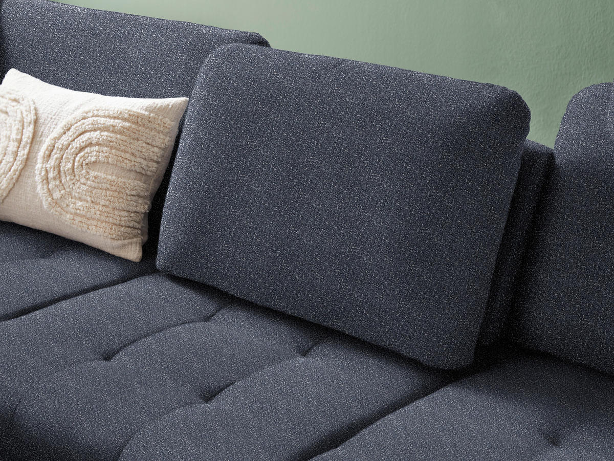 ECKSOFA in Bouclé Dunkelblau  - Schwarz/Dunkelblau, Natur, Textil/Metall (233/288cm) - Valnatura