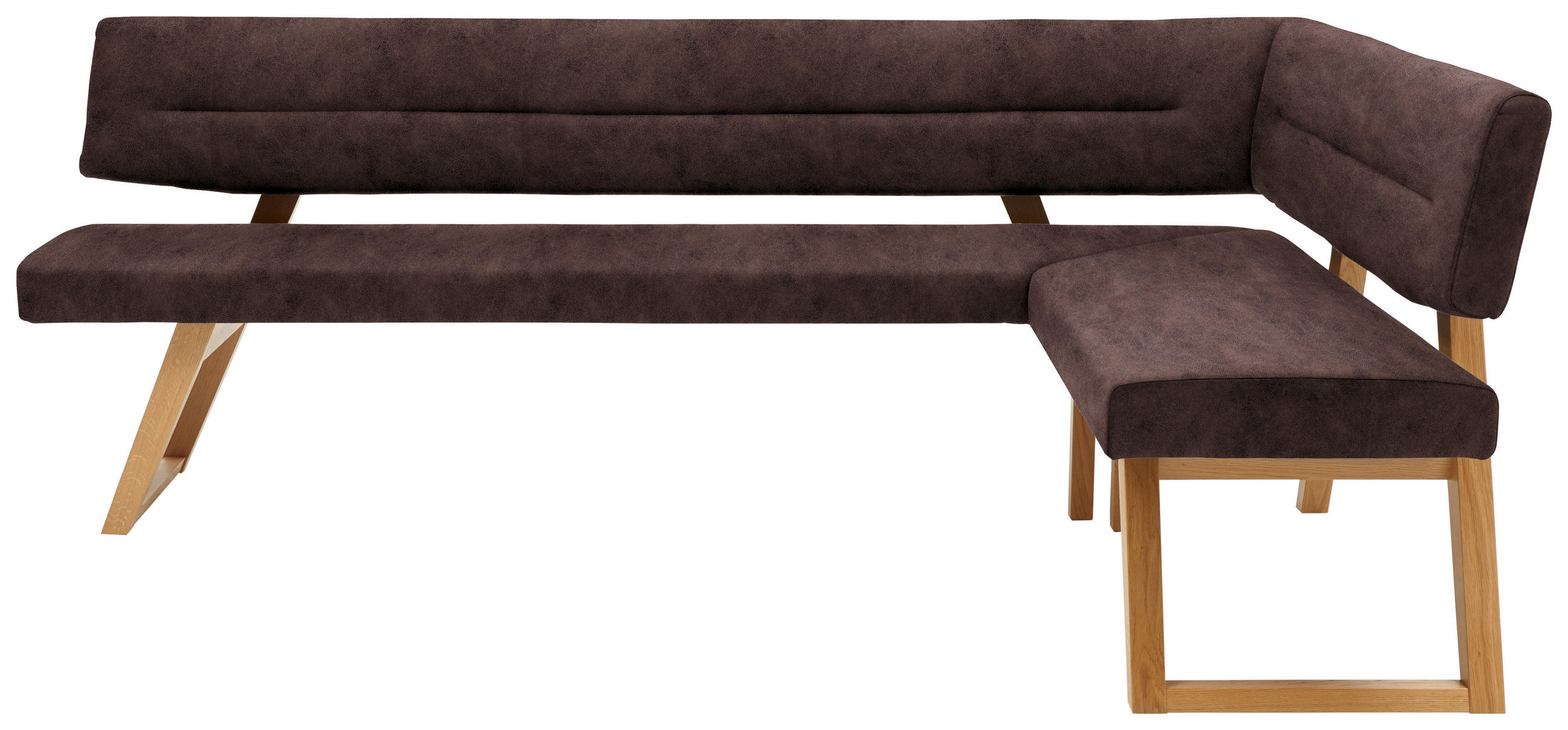 ECKBANK Holz, Textil Braun  - Eichefarben/Braun, Konventionell, Holz/Textil (235/155cm) - Dieter Knoll