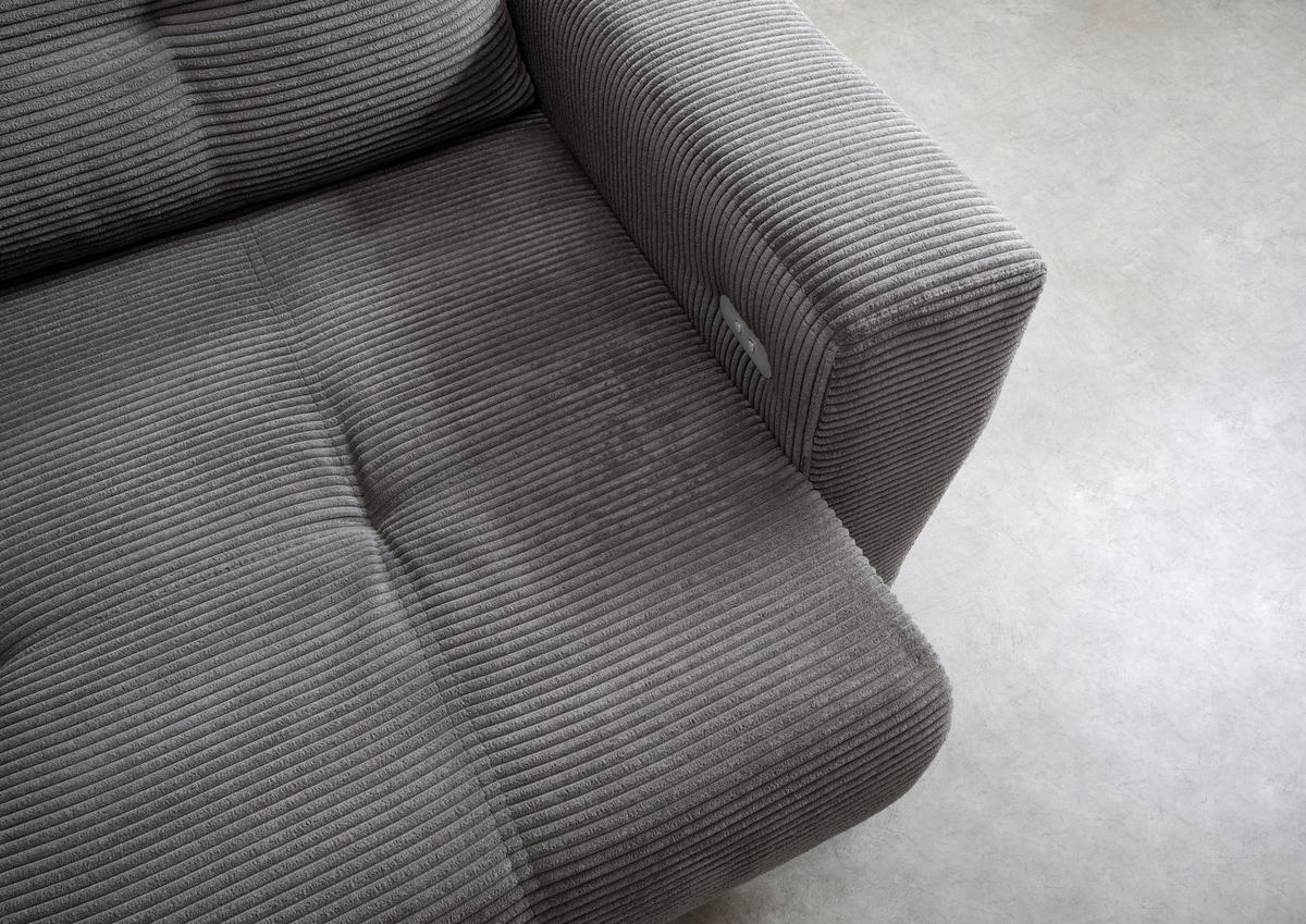 ECKSOFA Grau Cord  - Schwarz/Grau, MODERN, Holz/Textil (177/246cm) - MID.YOU