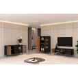 SIDEBOARD  153,6/83/38 cm 4 Schublade(n)  - Eiche Wotan/Schwarz, KONVENTIONELL, Glas/Holzwerkstoff (153,6/83/38cm) - Xora