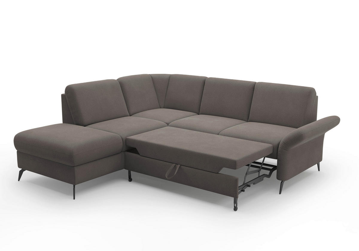 ECKSOFA in Flachgewebe Graphitfarben  216/240 cm  - Schwarz/Graphitfarben, KONVENTIONELL, Textil/Metall (216/240cm) - Sit & More