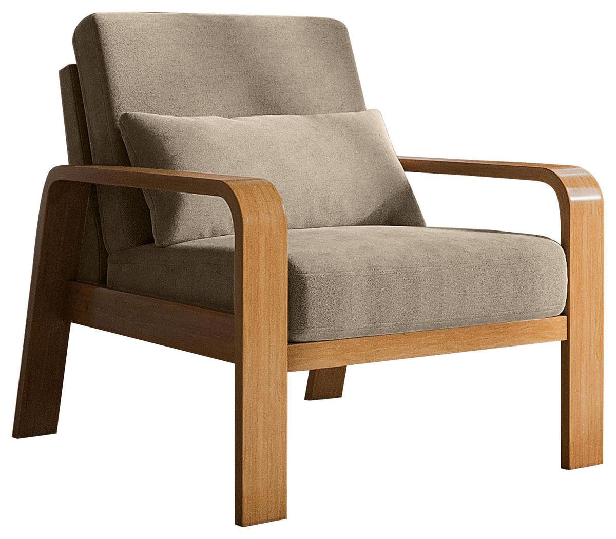 FERNSEHSESSEL in Mikrofaser Naturfarben  - Eichefarben/Naturfarben, Konventionell, Holz/Textil (79/91/93cm) - Livetastic